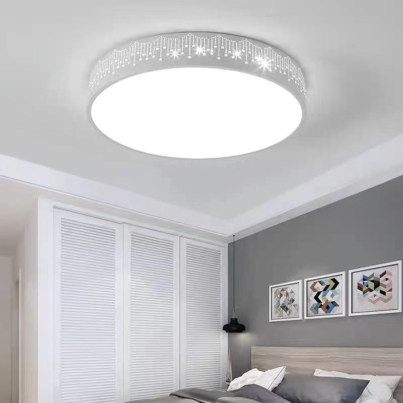 Modern Simplicity Round Iron Acrylic LED Flush Mount Ceiling Light For Bedroom