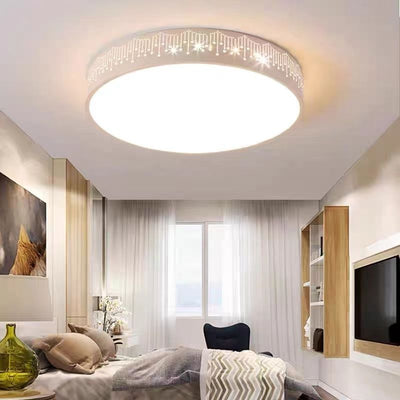 Modern Simplicity Round Iron Acrylic LED Flush Mount Ceiling Light For Bedroom