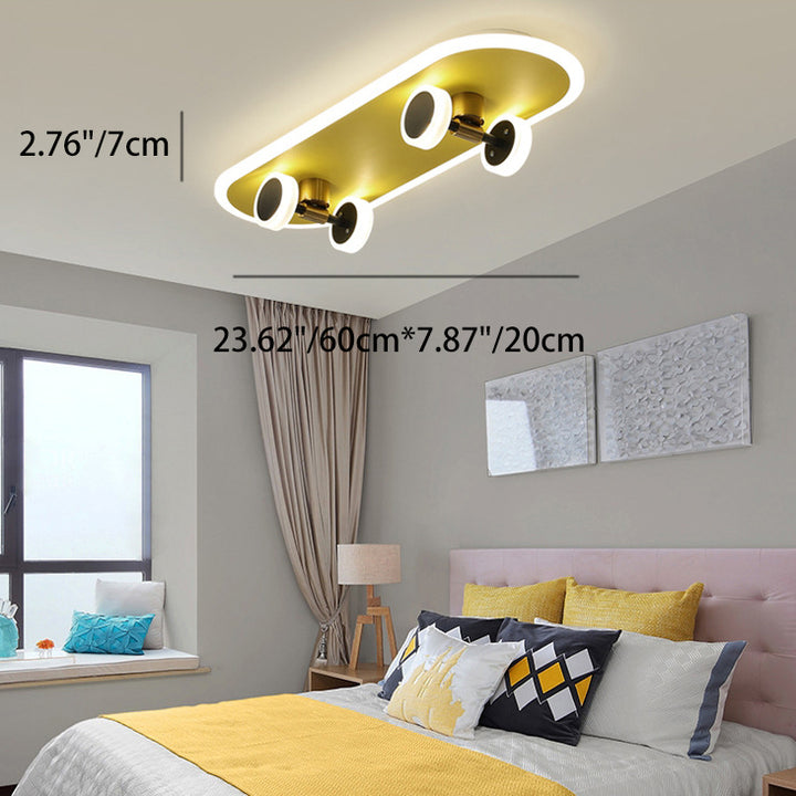 Plafonnier rectangulaire en fer acrylique LED moderne et créatif pour skateboard pour chambre à coucher 