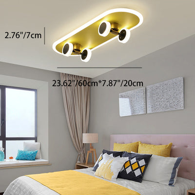 Plafonnier rectangulaire en fer acrylique LED moderne et créatif pour skateboard pour chambre à coucher 