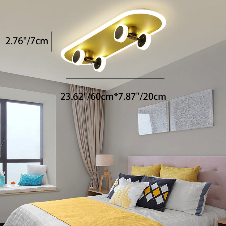 Plafonnier rectangulaire en fer acrylique LED moderne et créatif pour skateboard pour chambre à coucher 