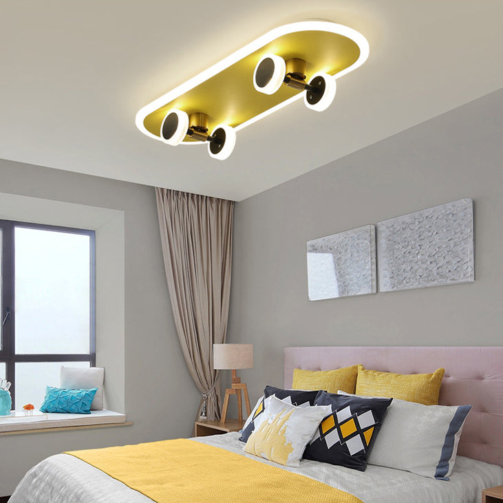 Plafonnier rectangulaire en fer acrylique LED moderne et créatif pour skateboard pour chambre à coucher 
