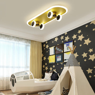 Plafonnier rectangulaire en fer acrylique LED moderne et créatif pour skateboard pour chambre à coucher 
