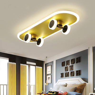 Plafonnier rectangulaire en fer acrylique LED moderne et créatif pour skateboard pour chambre à coucher 