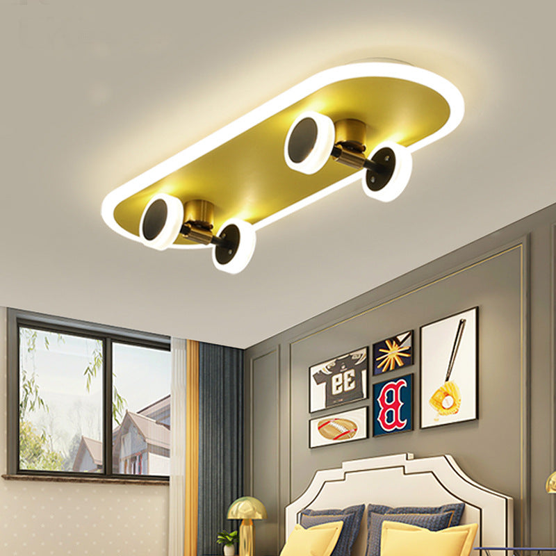 Plafonnier rectangulaire en fer acrylique LED moderne et créatif pour skateboard pour chambre à coucher 