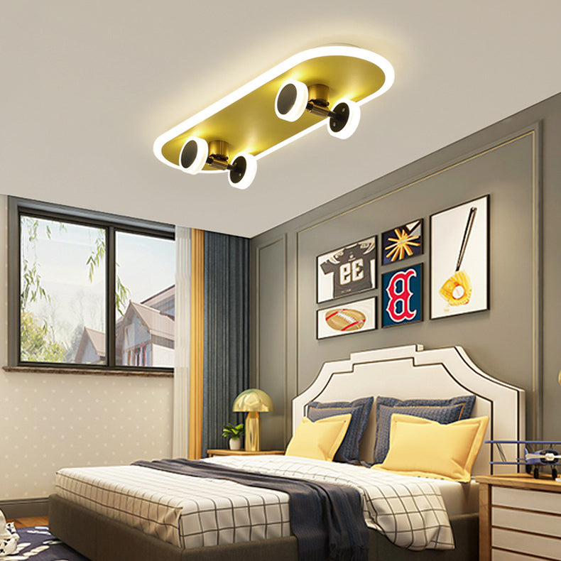 Plafonnier rectangulaire en fer acrylique LED moderne et créatif pour skateboard pour chambre à coucher 