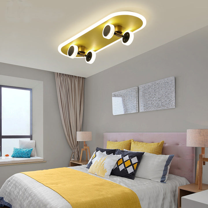 Plafonnier rectangulaire en fer acrylique LED moderne et créatif pour skateboard pour chambre à coucher 