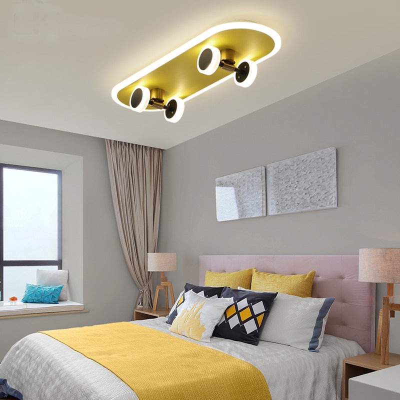 Plafonnier rectangulaire en fer acrylique LED moderne et créatif pour skateboard pour chambre à coucher 