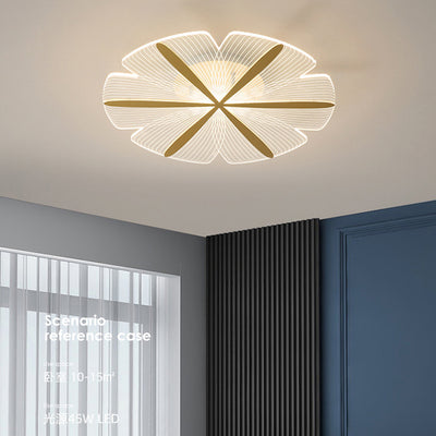 Modern Luxury Flower Iron Acrylic LED Semi-Flush Mount Ceiling Light For Bedroom