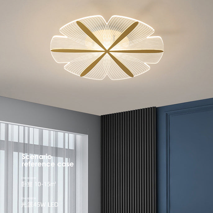 Modern Luxury Flower Iron Acrylic LED Semi-Flush Mount Ceiling Light For Bedroom
