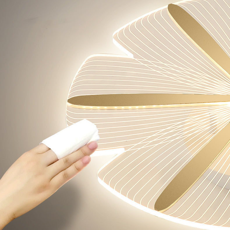 Modern Luxury Flower Iron Acrylic LED Semi-Flush Mount Ceiling Light For Bedroom