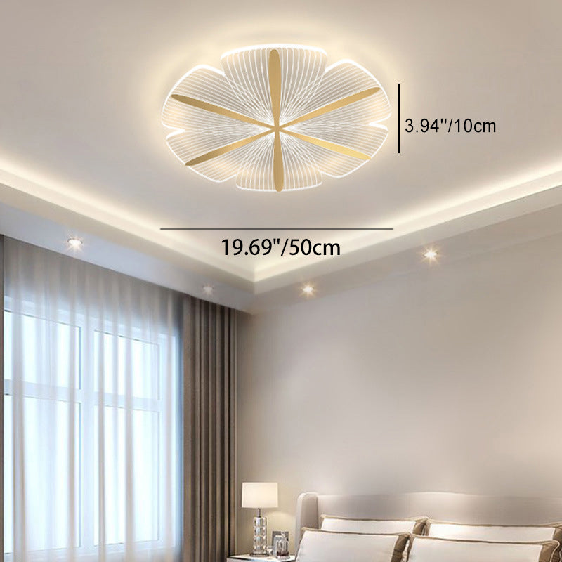 Modern Luxury Flower Iron Acrylic LED Semi-Flush Mount Ceiling Light For Bedroom