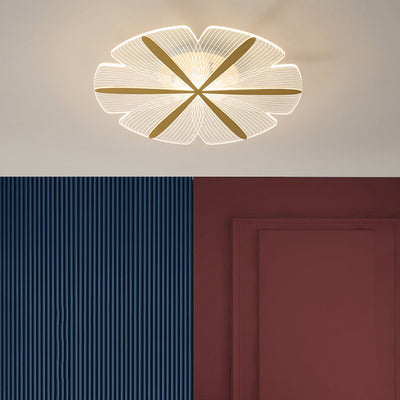 Modern Luxury Flower Iron Acrylic LED Semi-Flush Mount Ceiling Light For Bedroom