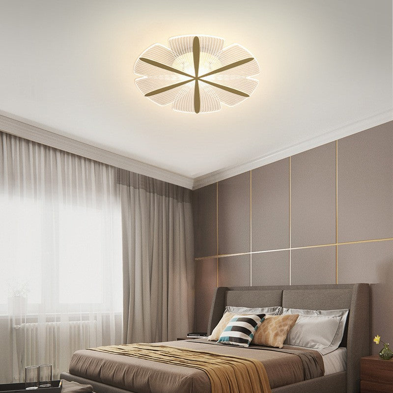 Modern Luxury Flower Iron Acrylic LED Semi-Flush Mount Ceiling Light For Bedroom