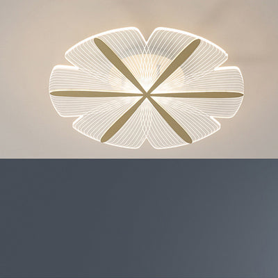 Modern Luxury Flower Iron Acrylic LED Semi-Flush Mount Ceiling Light For Bedroom