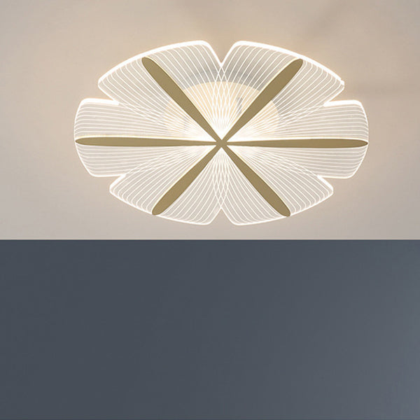 Modern Luxury Flower Iron Acrylic LED Semi-Flush Mount Ceiling Light For Bedroom