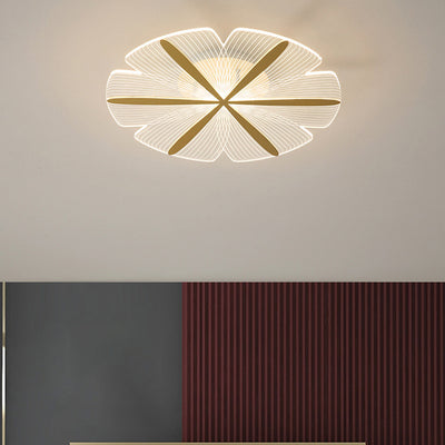 Modern Luxury Flower Iron Acrylic LED Semi-Flush Mount Ceiling Light For Bedroom