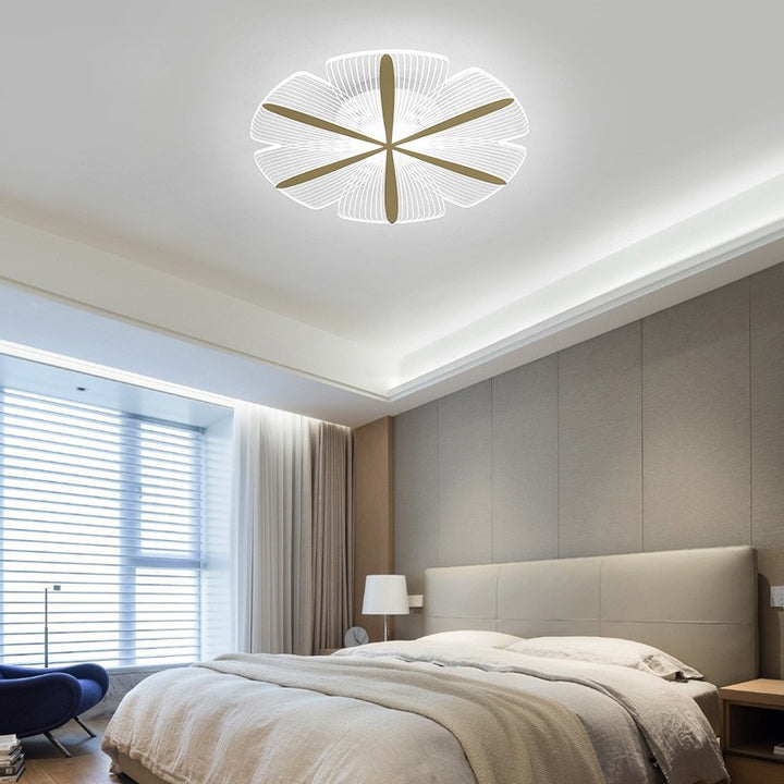 Plafonnier LED en fer acrylique avec fleurs de luxe moderne pour chambre 