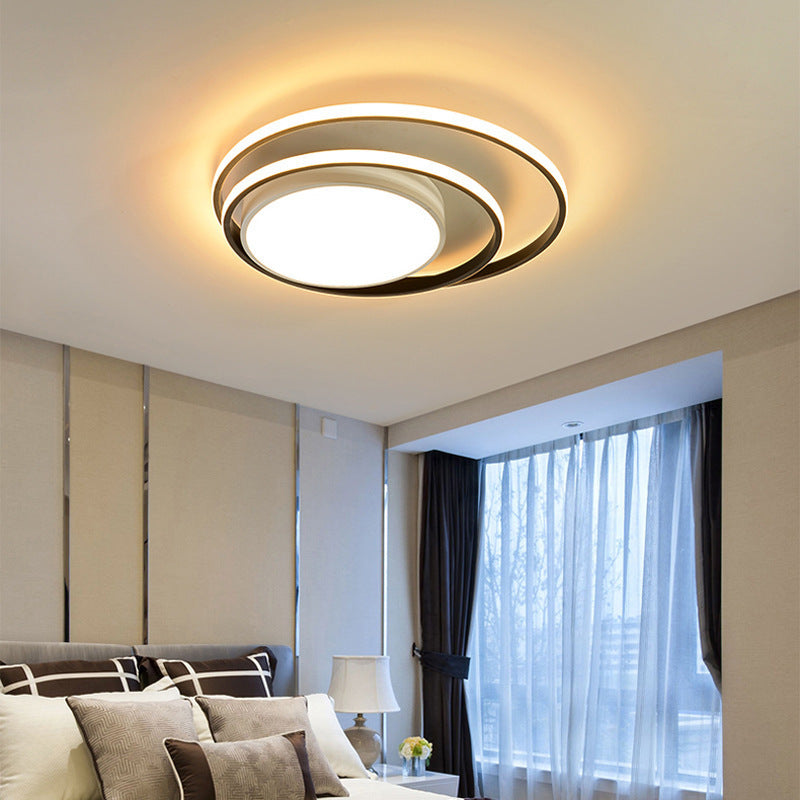 ضوء السقف LED شبه متدفق من الألومنيوم بتصميم دائرة بسيط حديث لغرفة النوم 