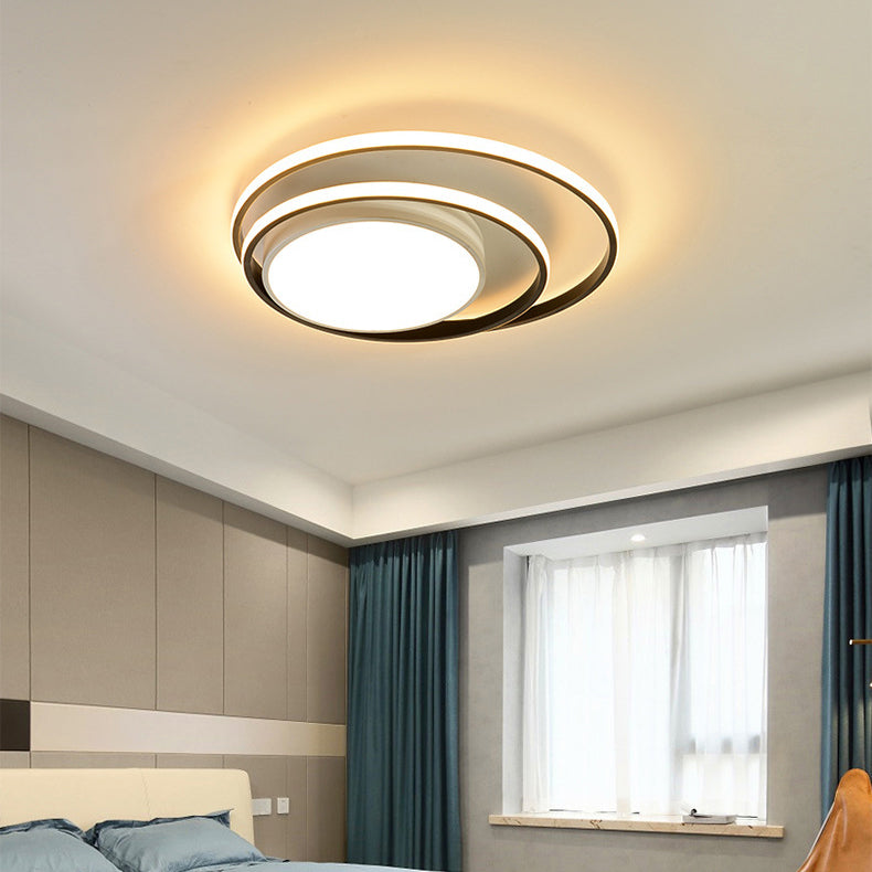 ضوء السقف LED شبه متدفق من الألومنيوم بتصميم دائرة بسيط حديث لغرفة النوم 
