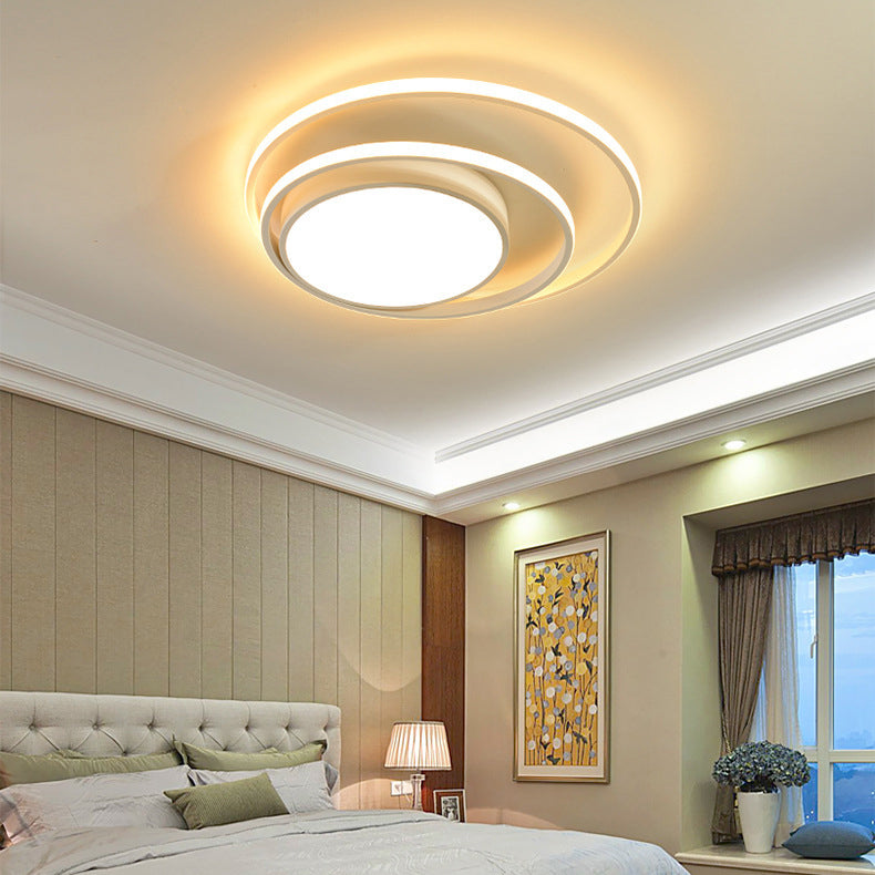 ضوء السقف LED شبه متدفق من الألومنيوم بتصميم دائرة بسيط حديث لغرفة النوم 