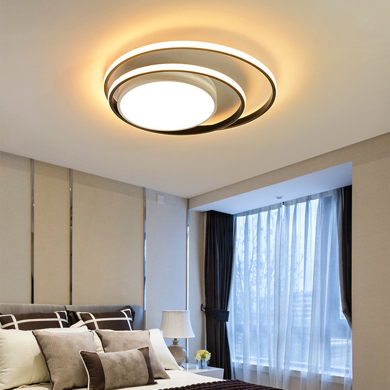 ضوء السقف LED شبه متدفق من الألومنيوم بتصميم دائرة بسيط حديث لغرفة النوم 