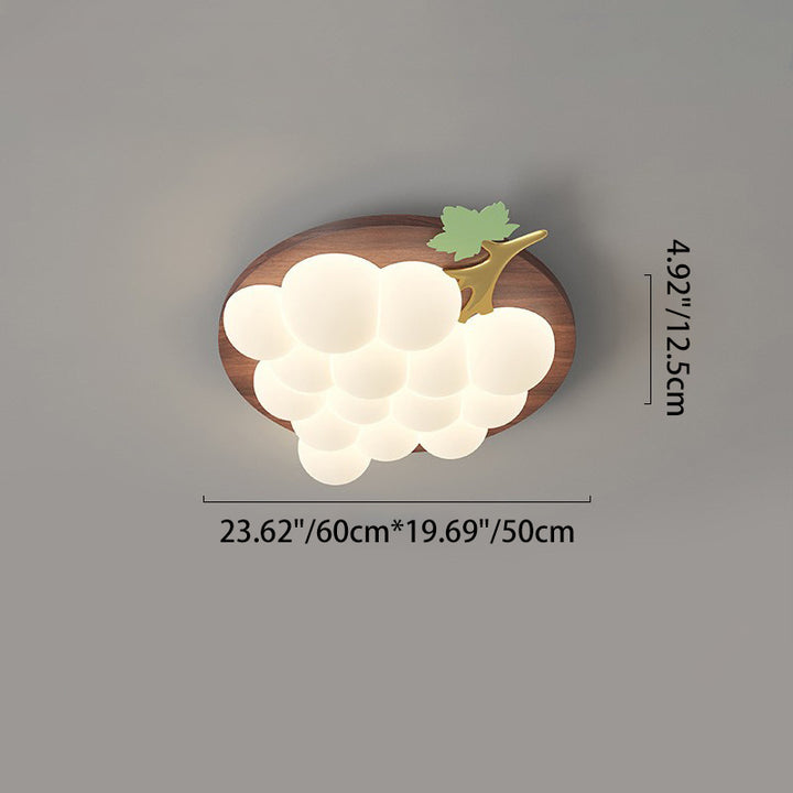 Plafonnier LED encastré en bois massif et fer avec raisin créatif contemporain pour chambre à coucher 