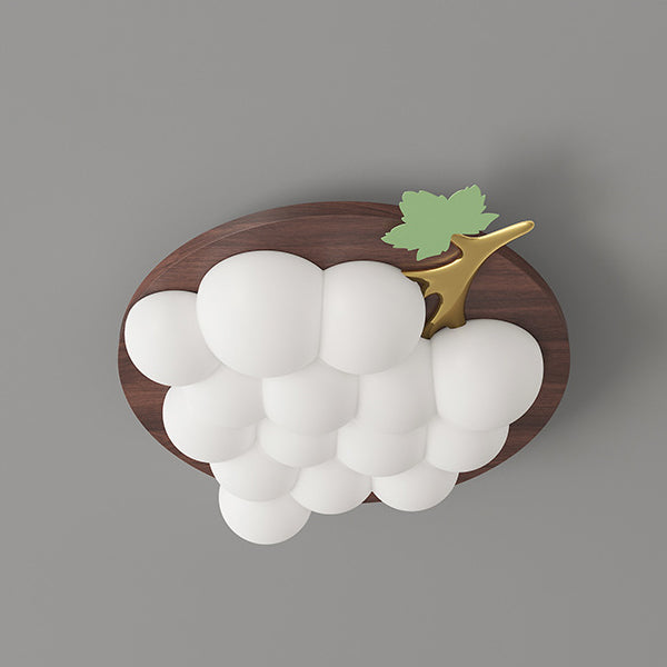 Plafonnier LED encastré en bois massif et fer avec raisin créatif contemporain pour chambre à coucher 