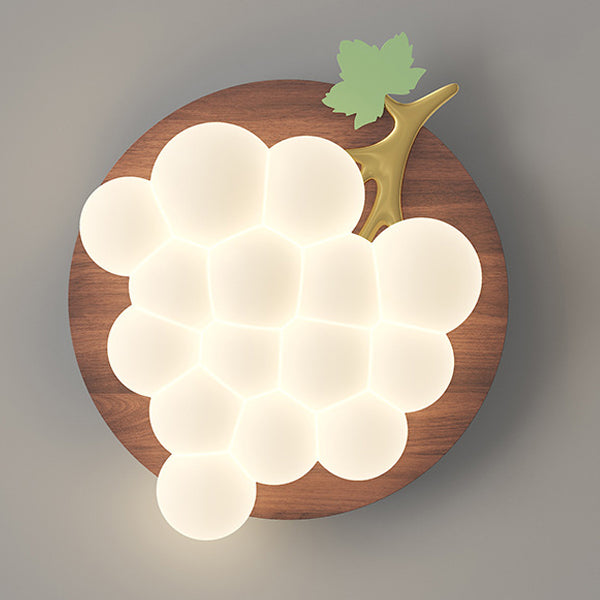 Plafonnier LED encastré en bois massif et fer avec raisin créatif contemporain pour chambre à coucher 