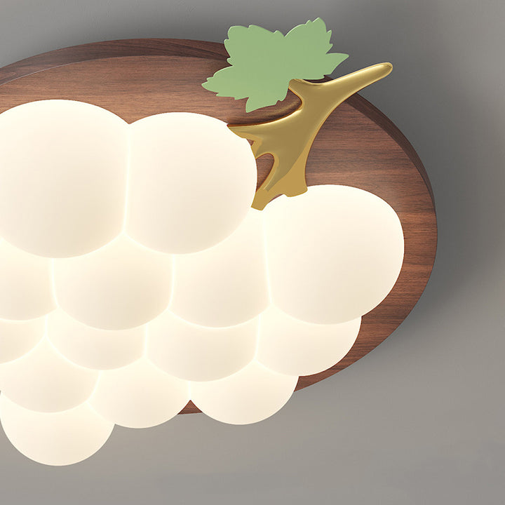 Plafonnier LED encastré en bois massif et fer avec raisin créatif contemporain pour chambre à coucher 
