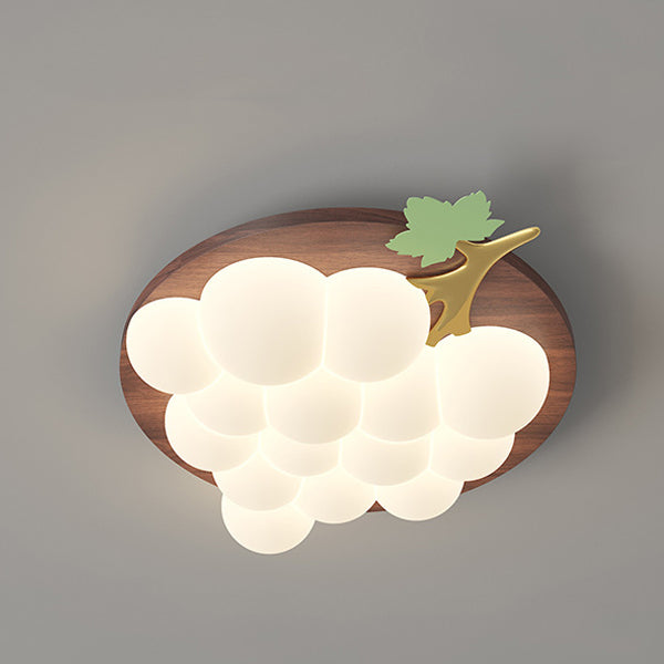 Plafonnier LED encastré en bois massif et fer avec raisin créatif contemporain pour chambre à coucher 