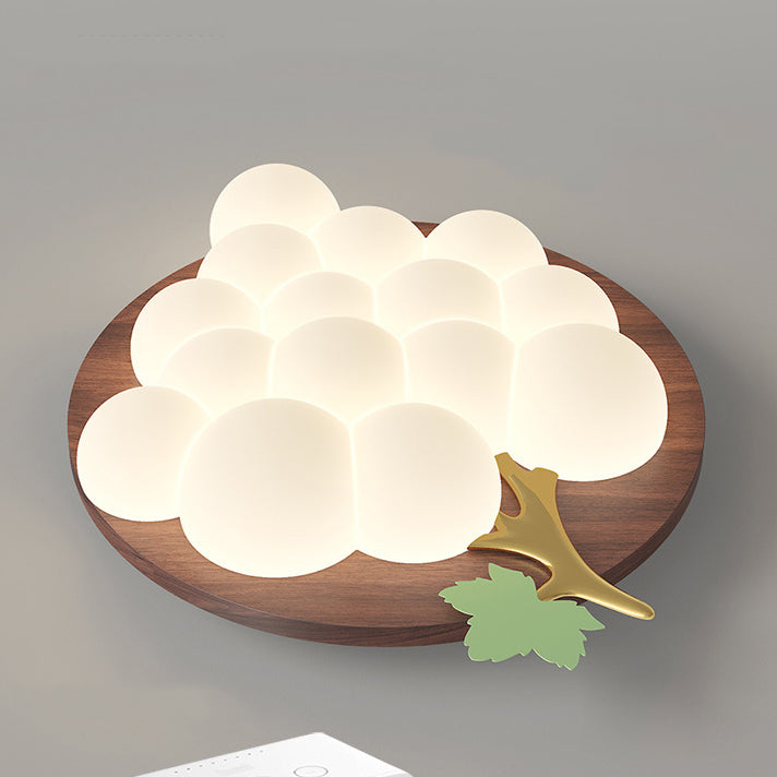 Plafonnier LED encastré en bois massif et fer avec raisin créatif contemporain pour chambre à coucher 