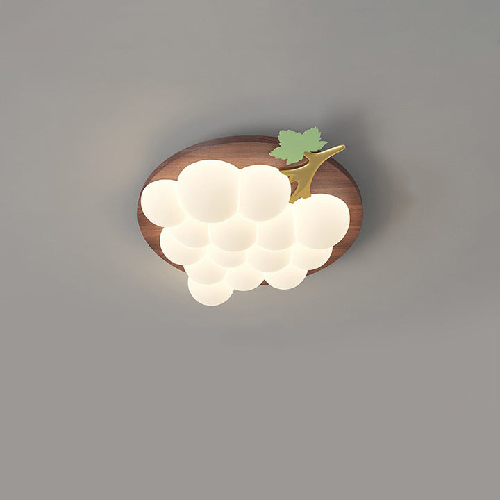 Plafonnier LED encastré en bois massif et fer avec raisin créatif contemporain pour chambre à coucher 