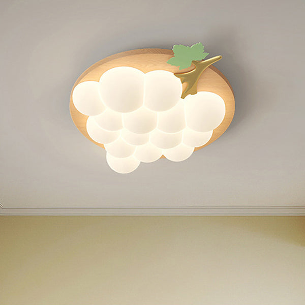 Plafonnier LED encastré en bois massif et fer avec raisin créatif contemporain pour chambre à coucher 