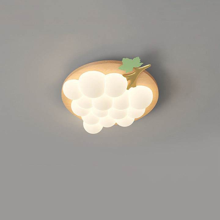 Plafonnier LED encastré en bois massif et fer avec raisin créatif contemporain pour chambre à coucher 