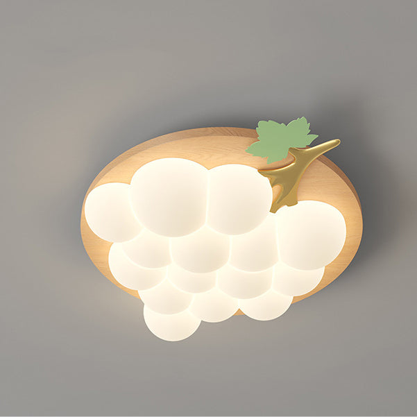 Plafonnier LED encastré en bois massif et fer avec raisin créatif contemporain pour chambre à coucher 