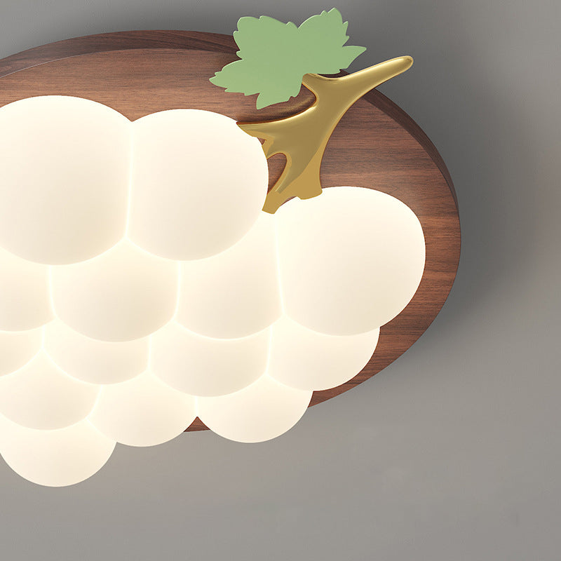 Plafonnier LED encastré en bois massif et fer avec raisin créatif contemporain pour chambre à coucher 