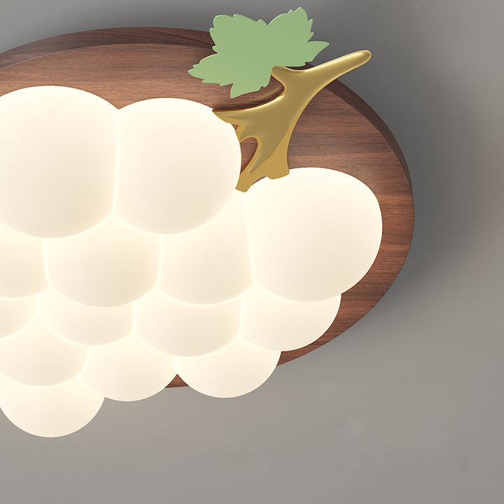 Plafonnier LED encastré en bois massif et fer avec raisin créatif contemporain pour chambre à coucher 