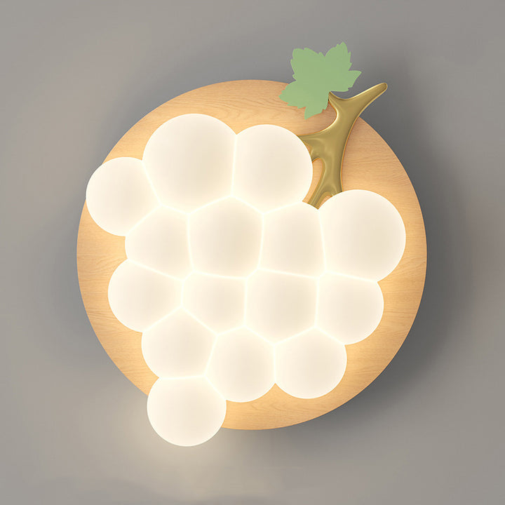 Plafonnier LED encastré en bois massif et fer avec raisin créatif contemporain pour chambre à coucher 
