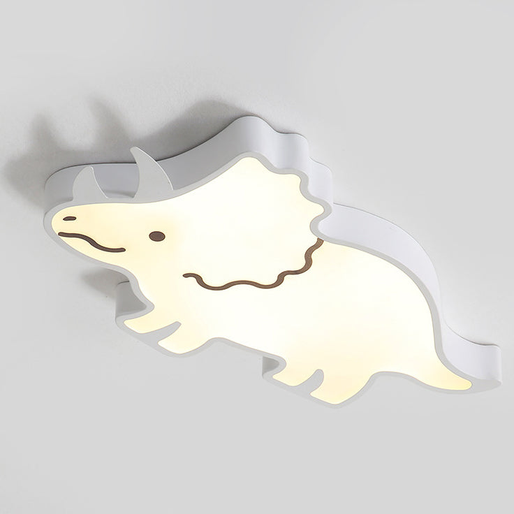 Contemporary Creative Kids Cartoon Rhino Iron Acrylic LED Flush Mount Ceiling Light For Bedroom