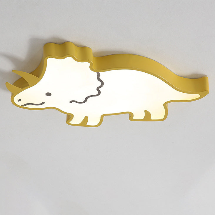 Contemporary Creative Kids Cartoon Rhino Iron Acrylic LED Flush Mount Ceiling Light For Bedroom