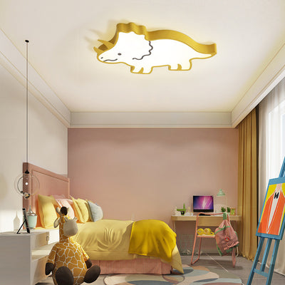 Contemporary Creative Kids Cartoon Rhino Iron Acrylic LED Flush Mount Ceiling Light For Bedroom
