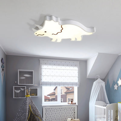 Contemporary Creative Kids Cartoon Rhino Iron Acrylic LED Flush Mount Ceiling Light For Bedroom