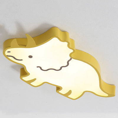 Contemporary Creative Kids Cartoon Rhino Iron Acrylic LED Flush Mount Ceiling Light For Bedroom