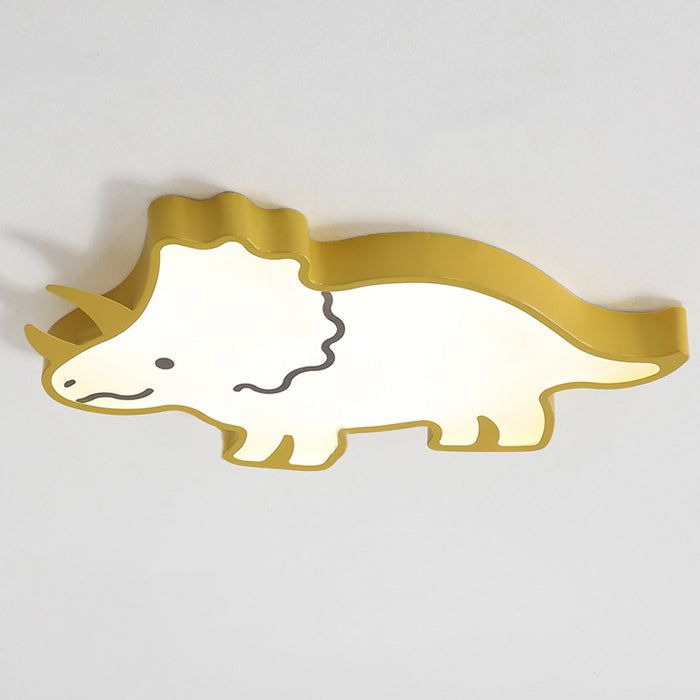 Contemporary Creative Kids Cartoon Rhino Iron Acrylic LED Flush Mount Ceiling Light For Bedroom