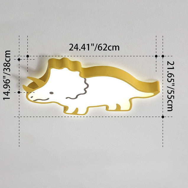 Contemporary Creative Kids Cartoon Rhino Iron Acrylic LED Flush Mount Ceiling Light For Bedroom