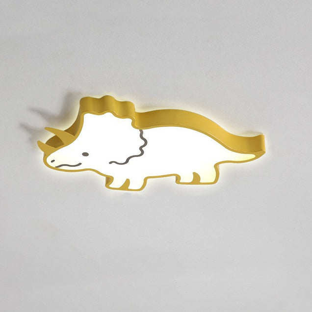 Contemporary Creative Kids Cartoon Rhino Iron Acrylic LED Flush Mount Ceiling Light For Bedroom