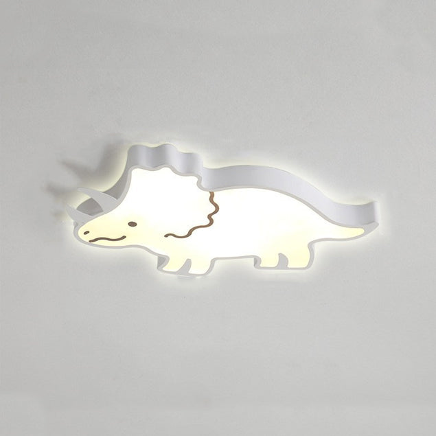 Contemporary Creative Kids Cartoon Rhino Iron Acrylic LED Flush Mount Ceiling Light For Bedroom