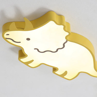 Contemporary Creative Kids Cartoon Rhino Iron Acrylic LED Flush Mount Ceiling Light For Bedroom