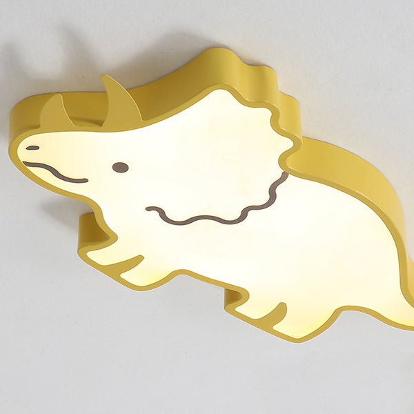 Contemporary Creative Kids Cartoon Rhino Iron Acrylic LED Flush Mount Ceiling Light For Bedroom